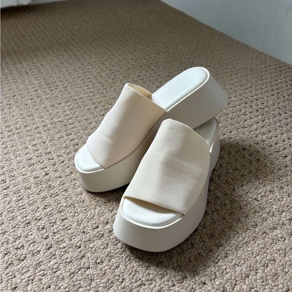 Call It Spring Cream and White Platform Mules